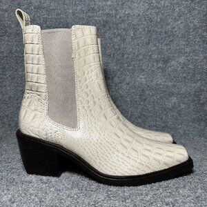 Matisse Ellis Western Boot Square Toe Ivory Croc Embossed Leather Women's 8.5M